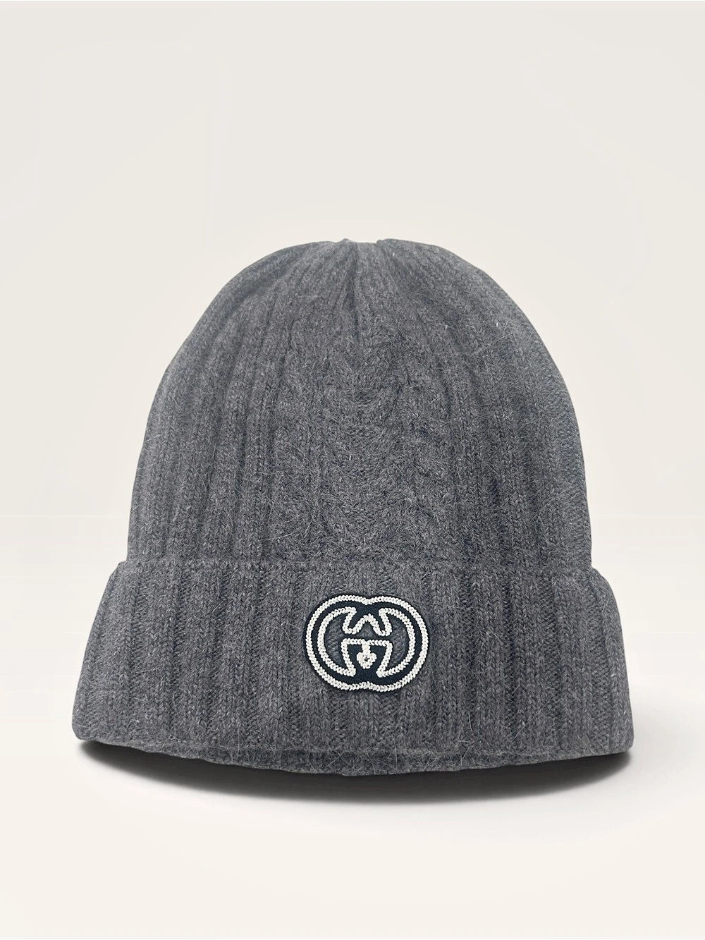 Designer GG Gray Knit Beanie NWT
